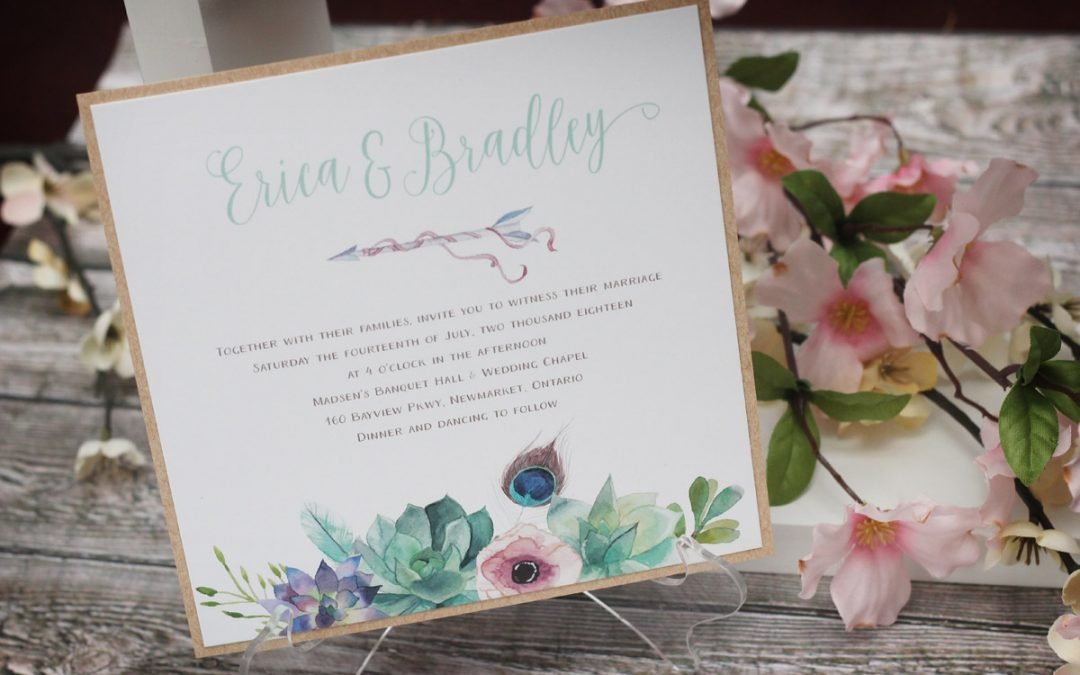 Boho Wedding Invitation with Watercolour Succulents