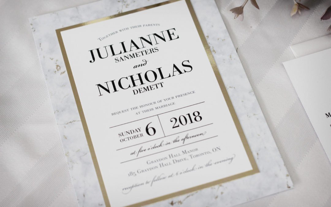 Marble Wedding Invitations with Gold Accents