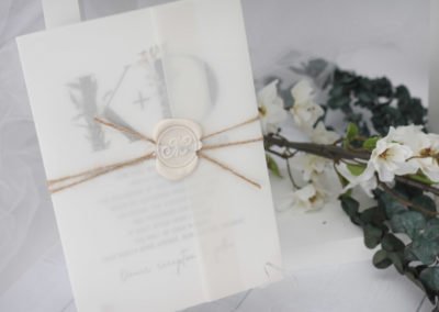 Rustic Foliage Wedding Invitation with Vellum Wrap & Wax Seal