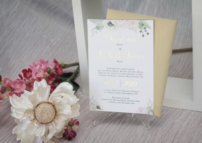 Floral Wedding Invitation with Gold Foil