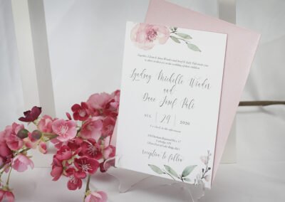 Pink Watercolour Floral Wedding Invitation