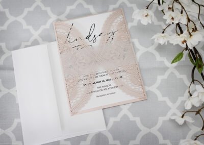 Modern Lace Laser Cut Gatefold Wedding Invitation