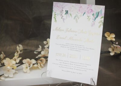 Purple Floral Gold Foil Wedding Invitation